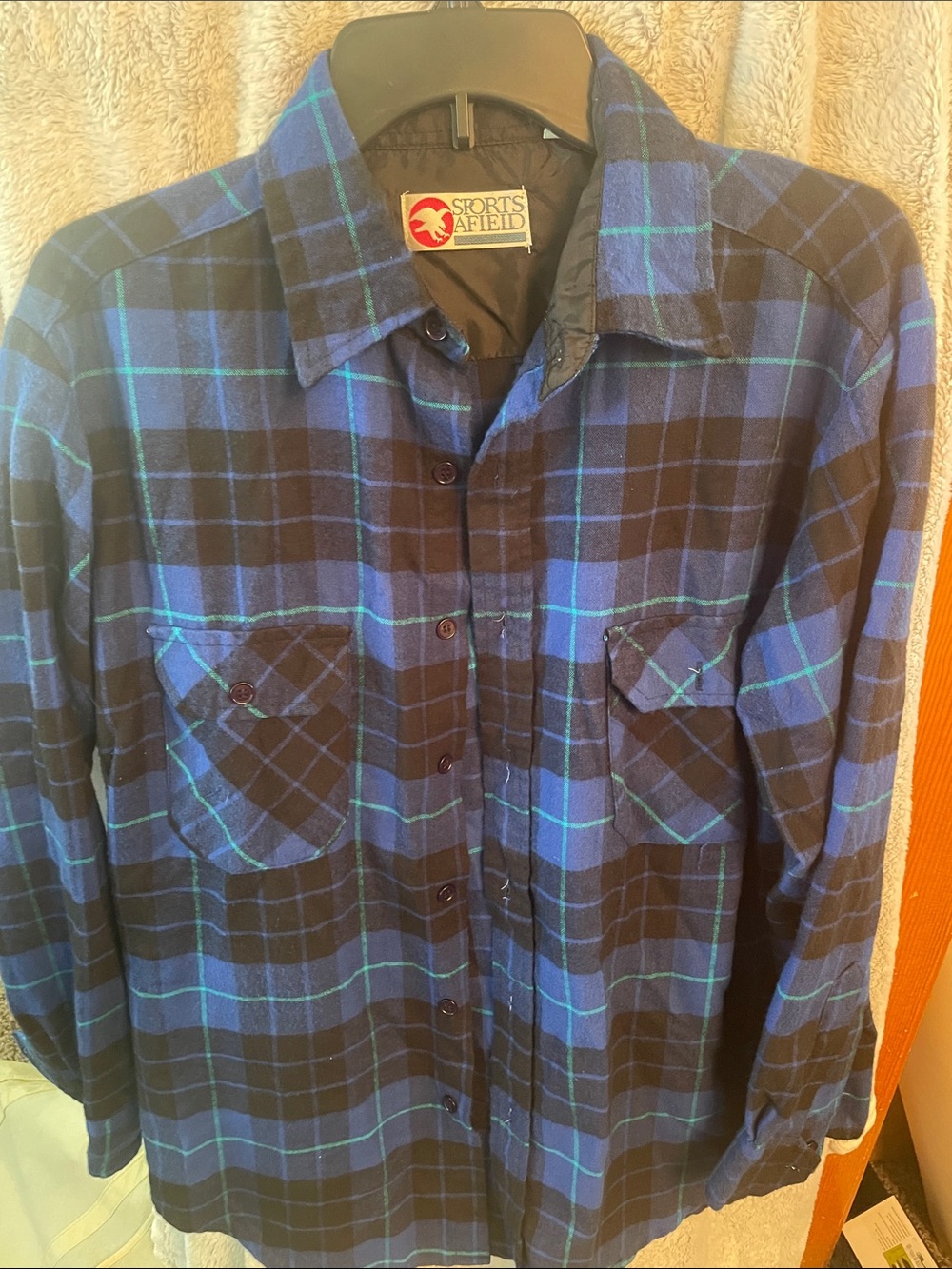 Sports Afield Men's Blue Plaid Button-Down Shirt